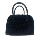 URBAN EXPRESSIONS Woven Black Vegan Leather Handled Satchel Purse w/Crossbody
