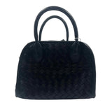 URBAN EXPRESSIONS Woven Black Vegan Leather Handled Satchel Purse w/Crossbody