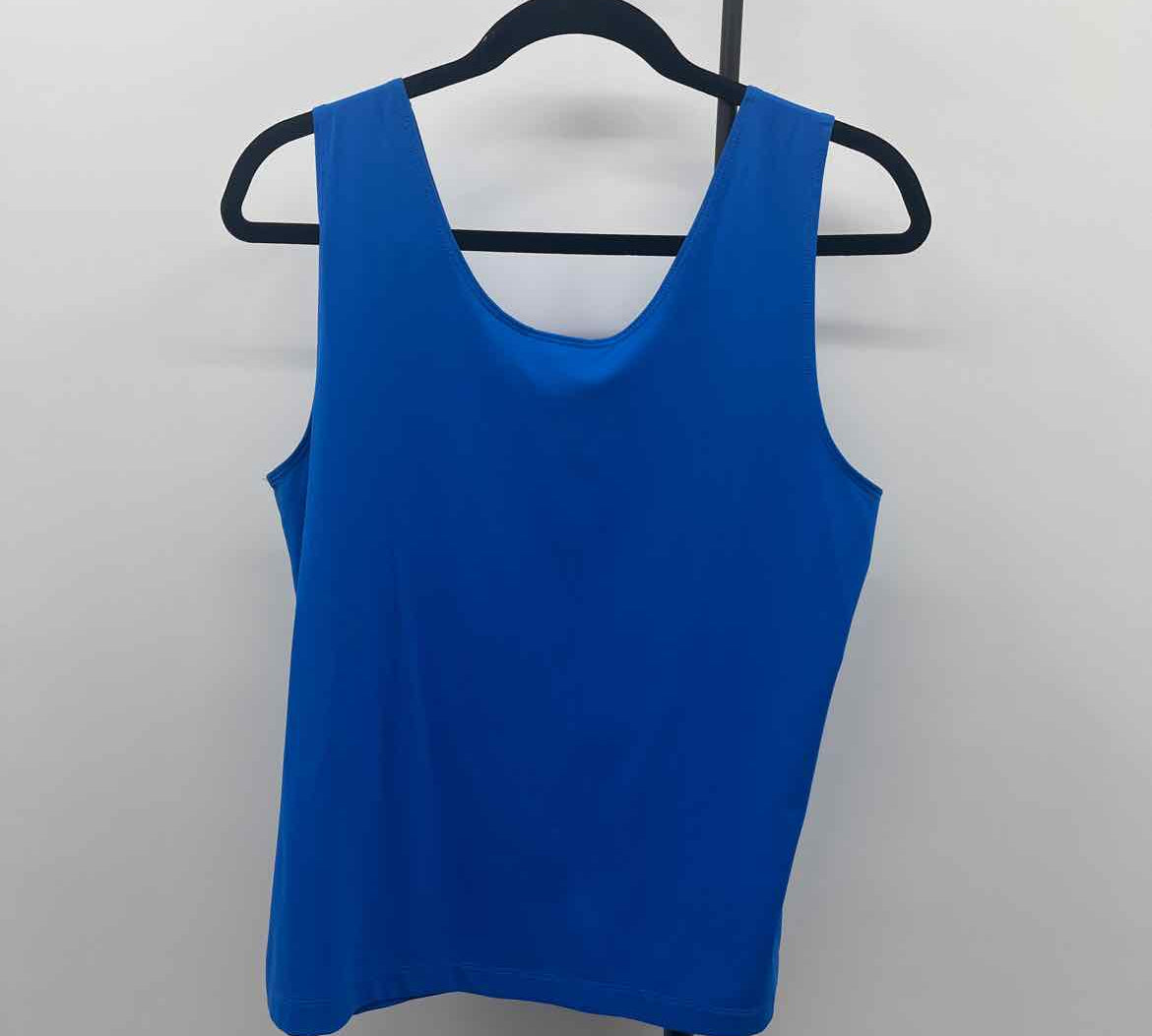 Chico's Women's Size L Blue Solid Sleeveless Shirt