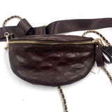 URBAN EXPRESSIONS Crosshatched Stitched Vegan Leather Belt Bag / Crossbody Purse