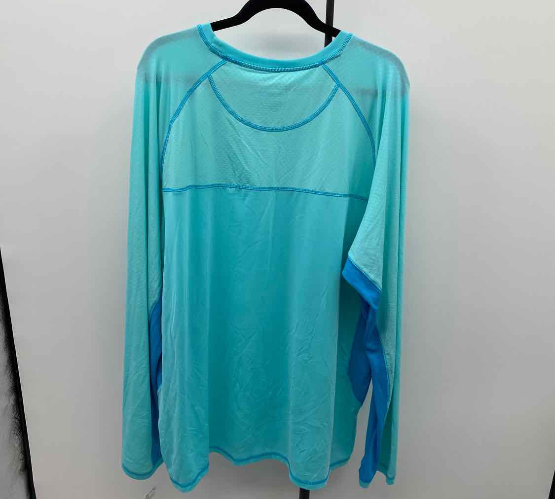 Reel Legends Men's Size XXL Aqua Polyester/Spandex Solid Long Sleeve Shirt
