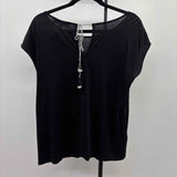Loft Women's Size S Black Solid Short Sleeve Shirt