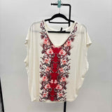 White House Black Market Women's Size XL Ivory Floral Short Sleeve Shirt