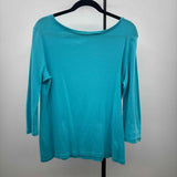Talbots Women's Size L Turquoise Solid Long Sleeve Shirt
