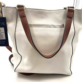 LODIS White Chestnut & Ash Pebble Leather TANYA Tote Bag Purse w/Optional Crossbody Strap