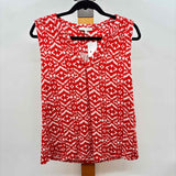 Skies Are Blue Women's Size S Burnt Orange Aztec Sleeveless Shirt