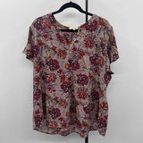 Maurice's Women's Size 2X maroon Floral Short Sleeve Shirt