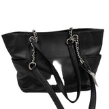 CALVIN KLEIN Black Faux Leather Tote Bag Purse w/Chain Shoulder Straps