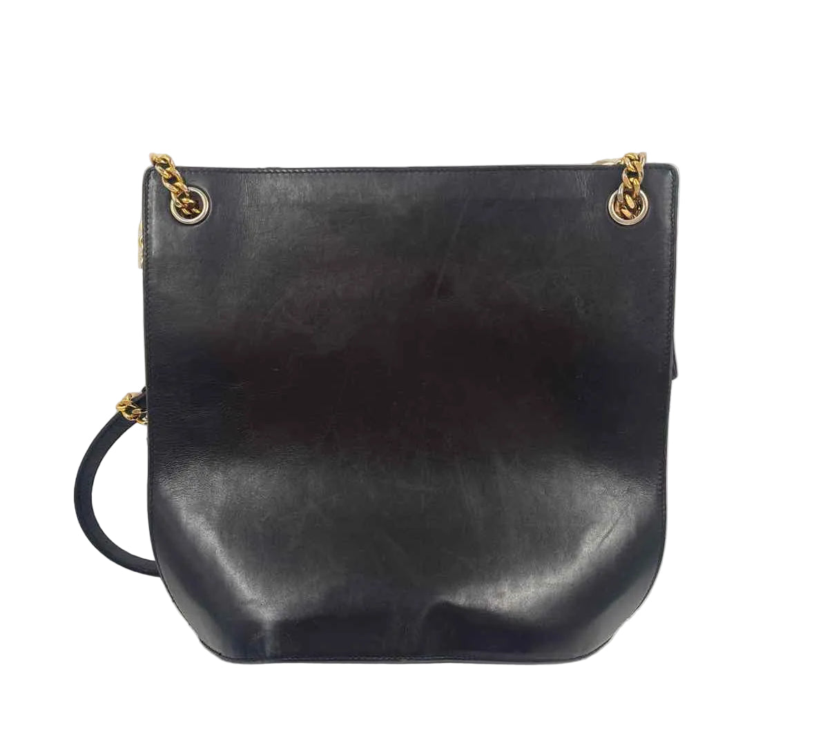 HENRI BENDEL Black Leather w/Leather & Chain Convertible Crossbody Bucket Bag Purse