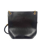 HENRI BENDEL Black Leather w/Leather & Chain Convertible Crossbody Bucket Bag Purse