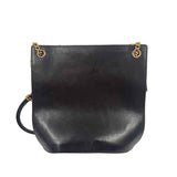 HENRI BENDEL Black Leather w/Leather & Chain Convertible Crossbody Bucket Bag Purse