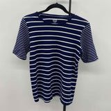 Kim Rogers Women's Size S Navy Stripe Short Sleeve Shirt