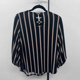 Adrianna Papell Women's Size S Black Stripe Long Sleeve Shirt