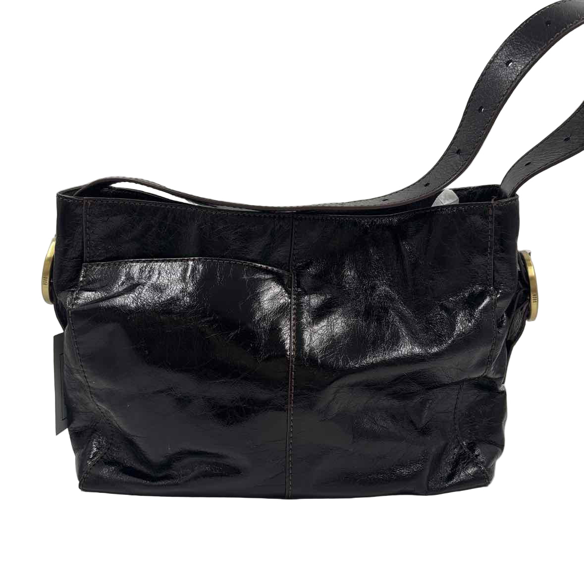 HOBO Black Polished Leather RENDER Shoulder Bag Purse