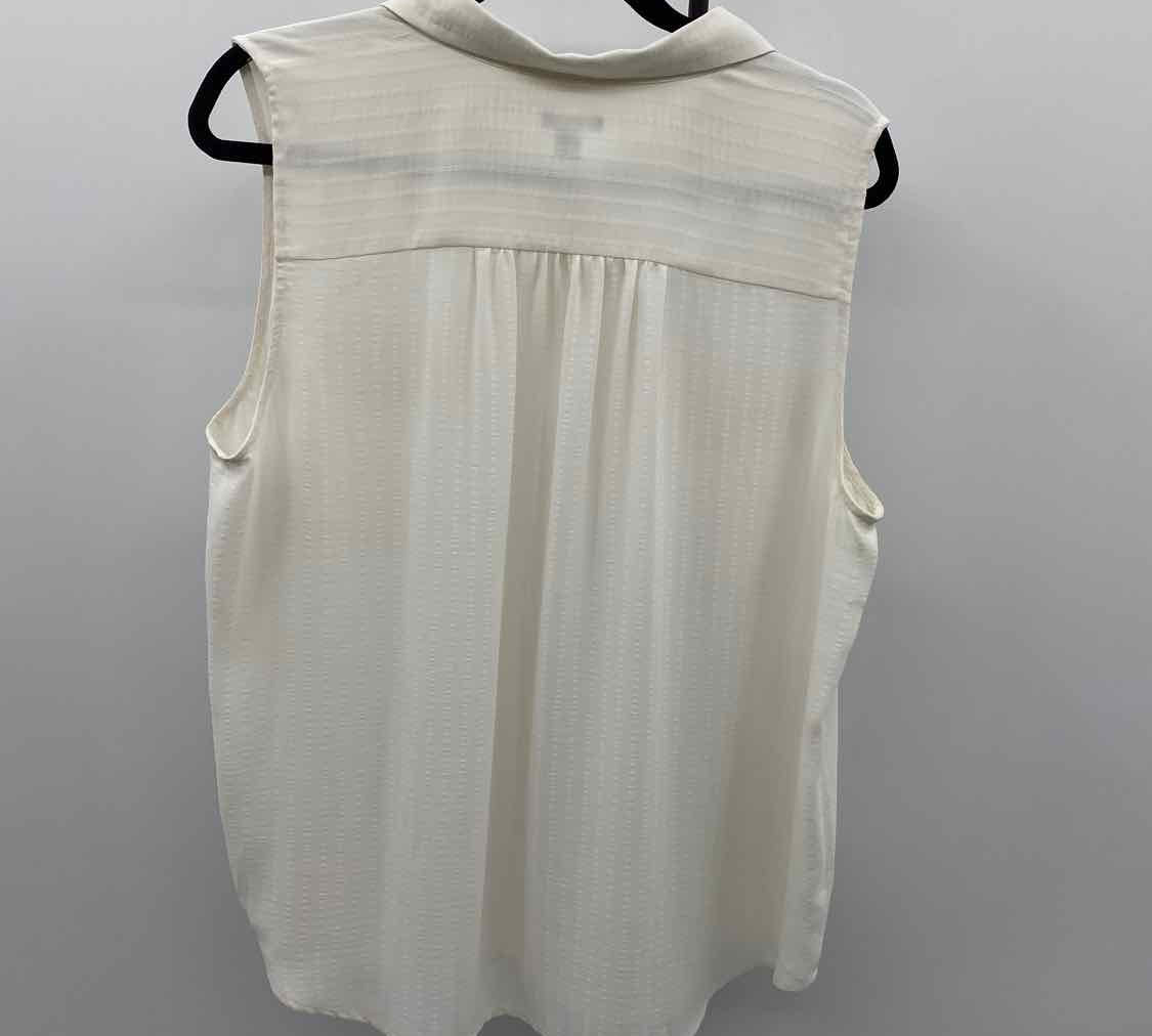 Ann Taylor Women's Size XL Ivory Stripe Sleeveless Shirt