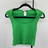Block Women's Size L Green Ribbed Short Sleeve Shirt