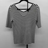 Ann Taylor Women's Size M Black Stripe Short Sleeve Shirt