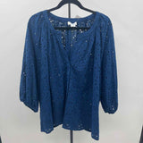Calypso Women's Size 3X Navy Eyelet Short Sleeve Shirt