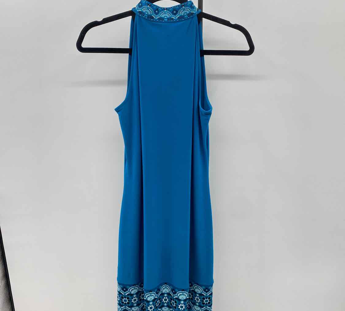 White House Black Market Women's Size 2 Blue Embroidered Dress