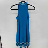 White House Black Market Women's Size 2 Blue Embroidered Dress