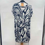 Chico's Women's Size L Navy Leaf Dress