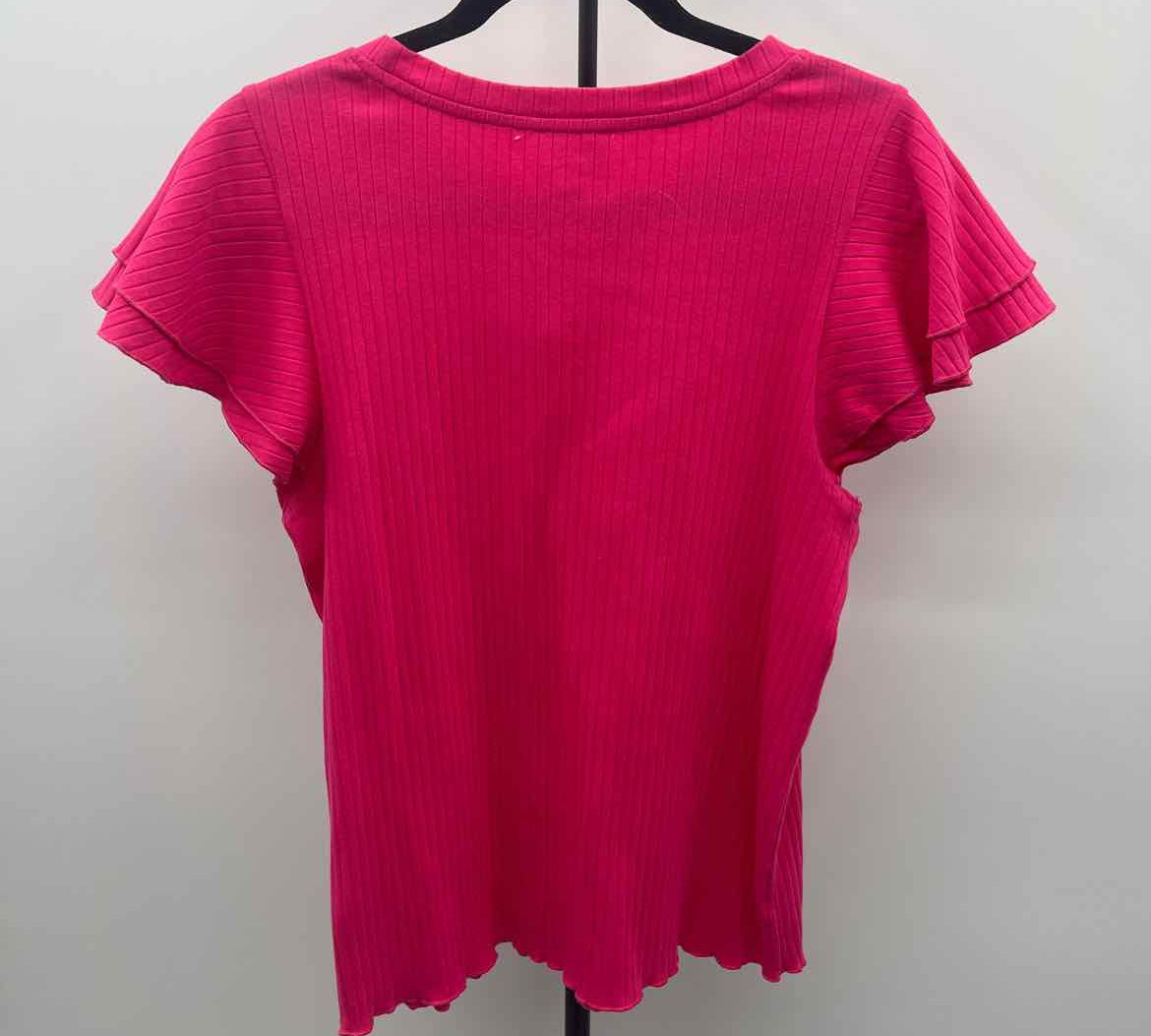 Bib! Women's Size L Pink Ribbed Short Sleeve Shirt