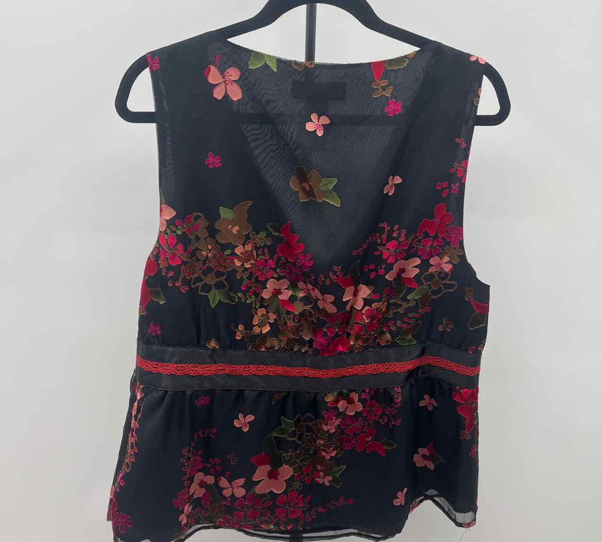 Lane Bryant Women's Size 1X Black Floral Sleeveless Shirt