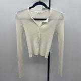 Z Supply Women's Size S Ivory Ribbed Long Sleeve Shirt
