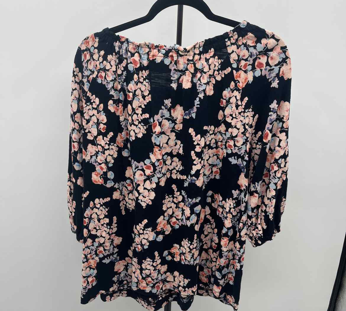 JJill Women's Size L Navy Floral Long Sleeve Shirt