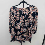JJill Women's Size L Navy Floral Long Sleeve Shirt