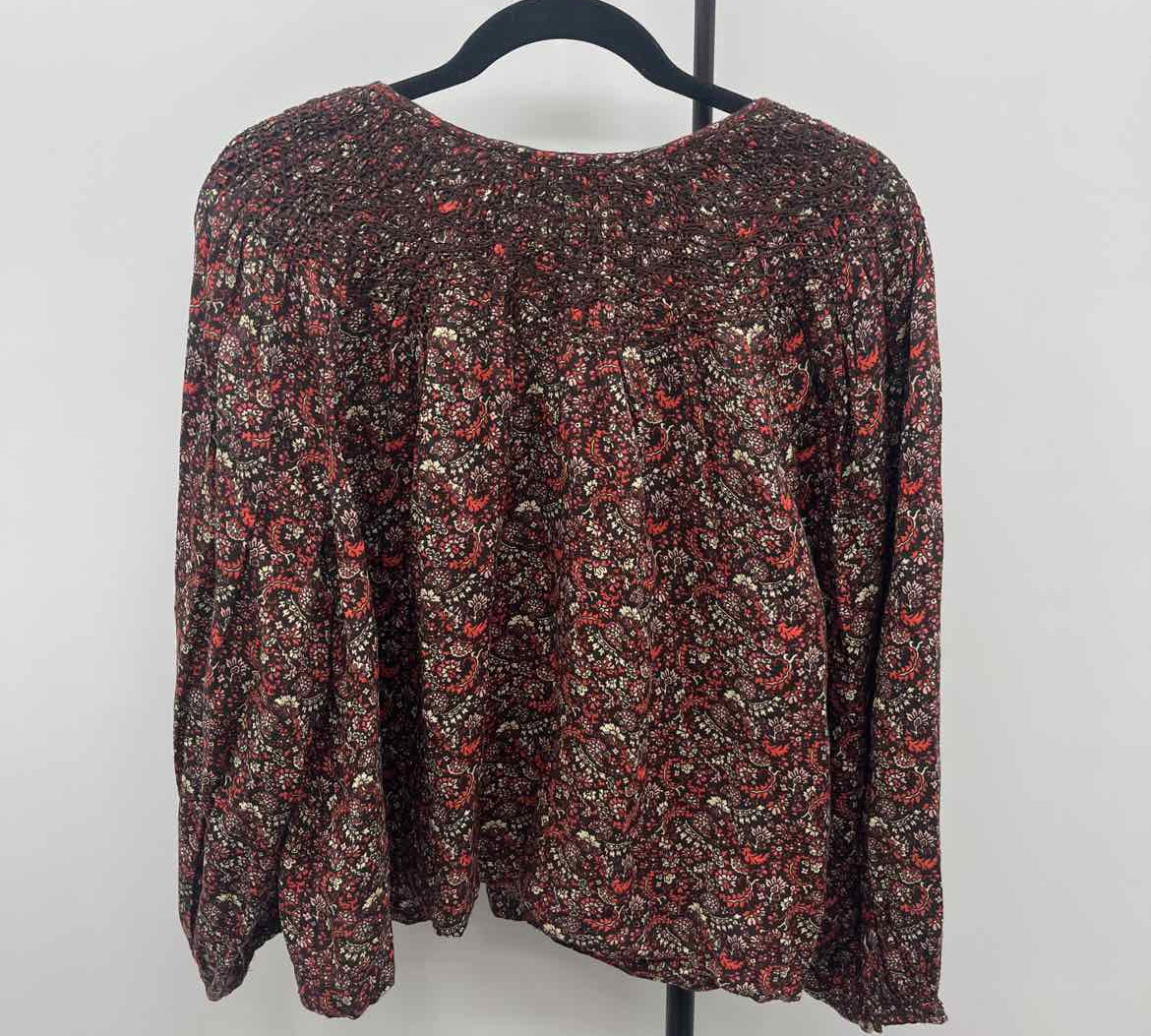 Lucky Brand Women's Size L Brown Floral Long Sleeve Shirt