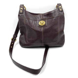 COACH Brown Leather Crossbody Purse w/Contrast Stitching & Turnlock Detailing
