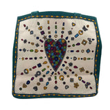 NWT BRIGHTON Teal Natural Yellow Gray Jewel CHARMED LOVE Canvas Tote Bag Purse