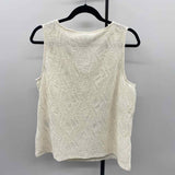 Chico's Women's Size L Ivory Textured Sleeveless Shirt