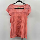 Natural Impressions Women's Size XL coral Solid Short Sleeve Shirt