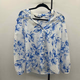 Zara Junior's Size M Blue Floral Long Sleeve Shirt