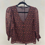 Madewell Junior's Size XS Black Floral Long Sleeve Shirt