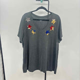 Lane Bryant Women's Size XXL Charcoal Stars Short Sleeve Shirt