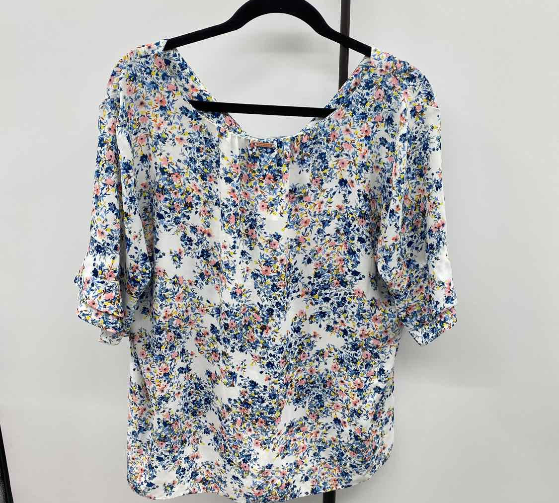 Ivanka Trump Women's Size XL White Floral Short Sleeve Shirt