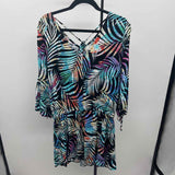 Bar III Women's Size XL Black Leaf Coverup