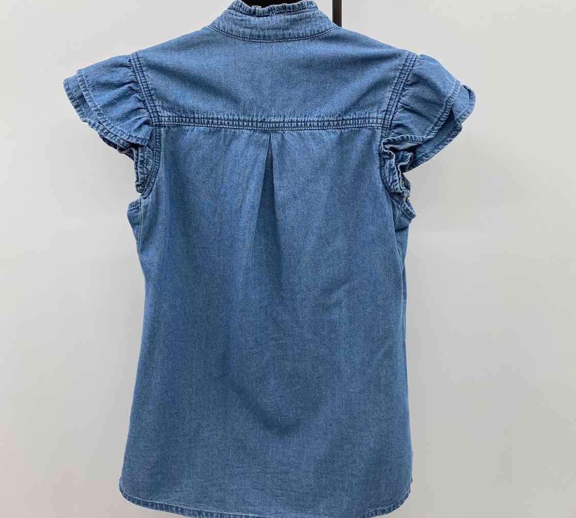 first love Women's Size M Blue Solid Short Sleeve Shirt