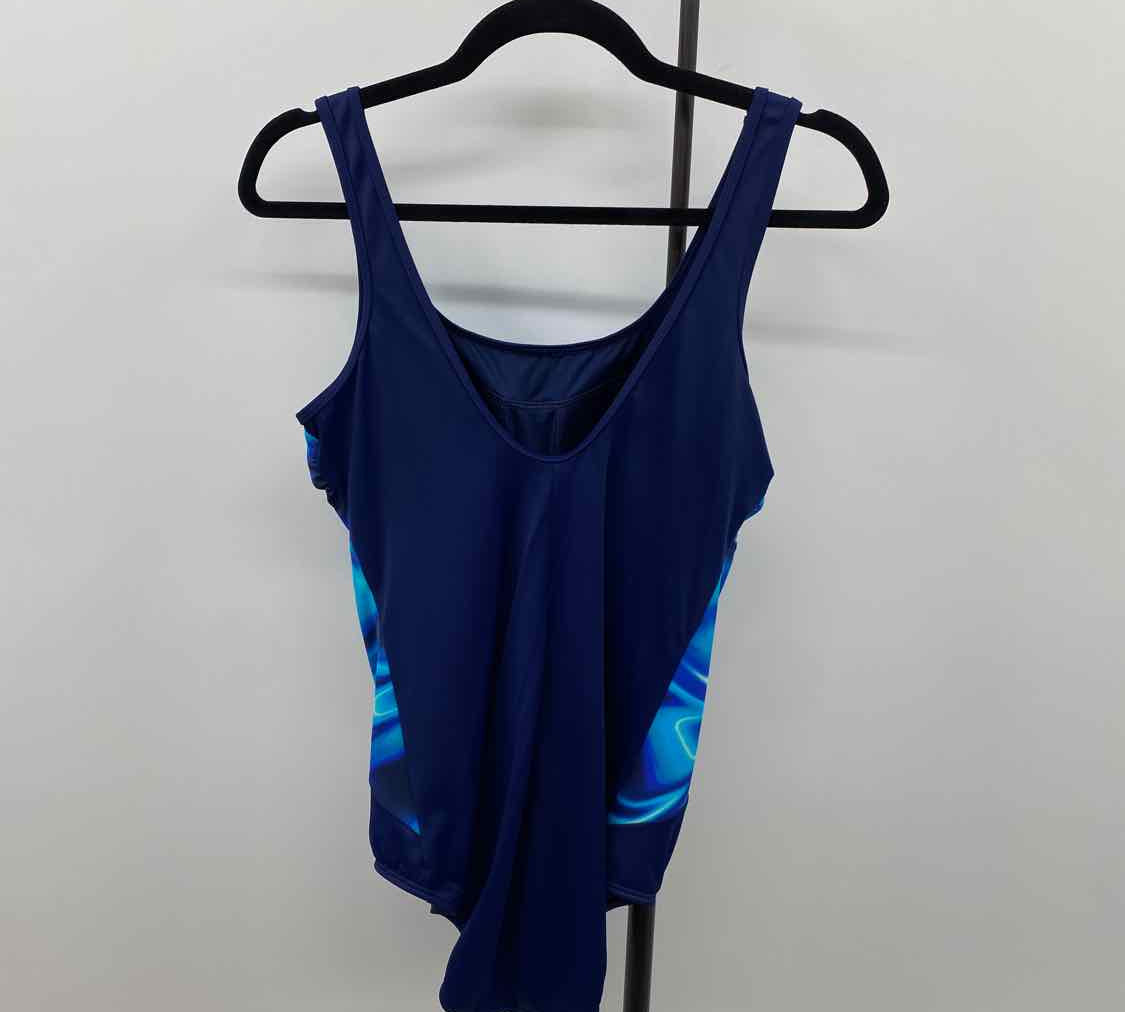 Lands End Women's Size 10 Navy Abstract Swimsuit - 1 Piece