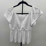 Ultra Flirt Women's Size XL White Ribbed Short Sleeve Shirt