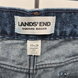 Lands End Men's Size 35 Blue Solid Jeans