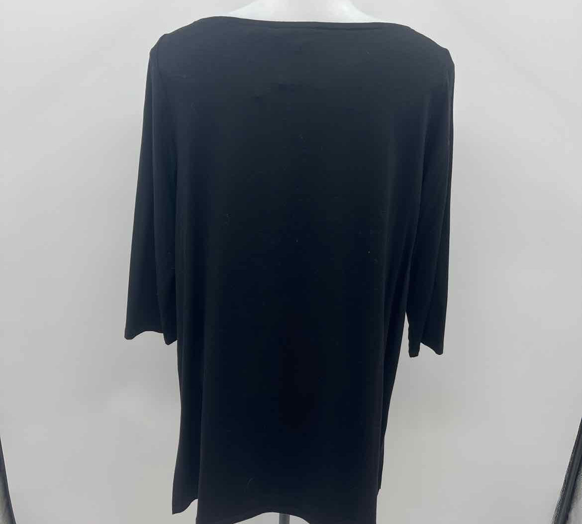 Eileen Fisher Women's Size M Black Solid Long Sleeve Shirt