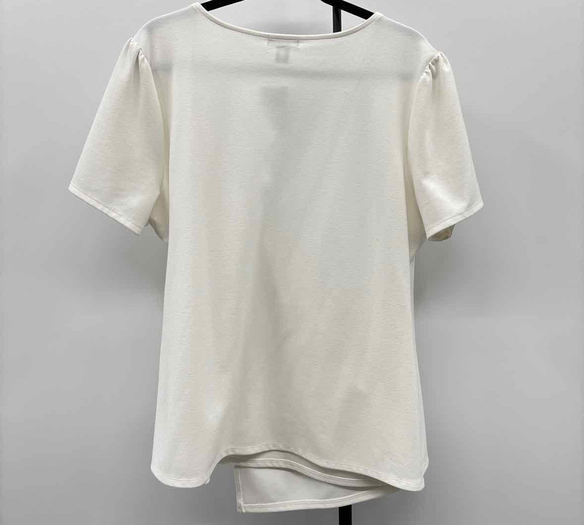 Halogen Women's Size 2X White Solid Short Sleeve Shirt