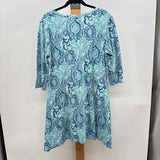 Fresh Produce Women's Size L Aqua Print Dress