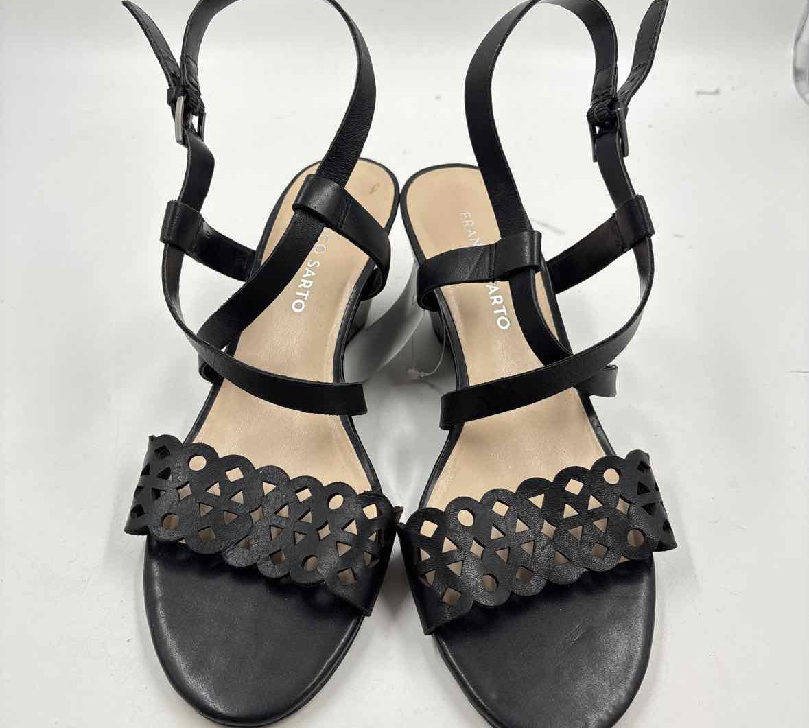 Franco Sarto Women's Shoe Size 7.5 Black Laser Cut Sandals