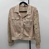 White House Black Market Women's Size L Beige Lace Jacket