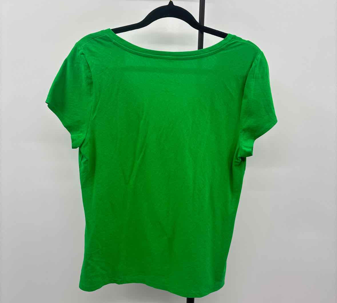 Inc Women's Size L Green Solid Short Sleeve Shirt